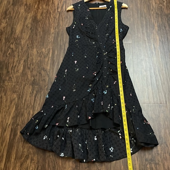 Parker Candy Ruched Floral Embroidered High Low Dress In Black Gigi 8 - Picture 11 of 16